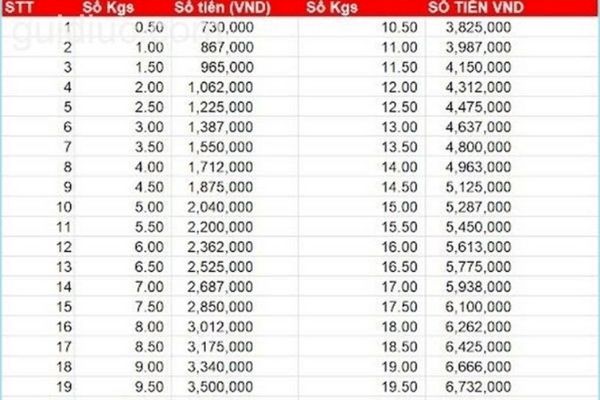 Tham khảo giá chuyển hàng đi Mỹ, Úc, Canada 