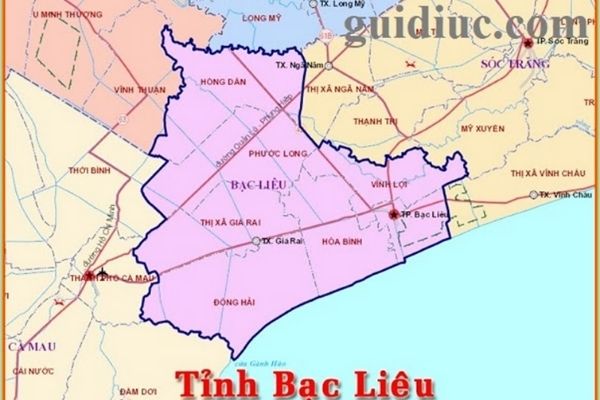 Bản đồ tỉnh Bạc Liêu